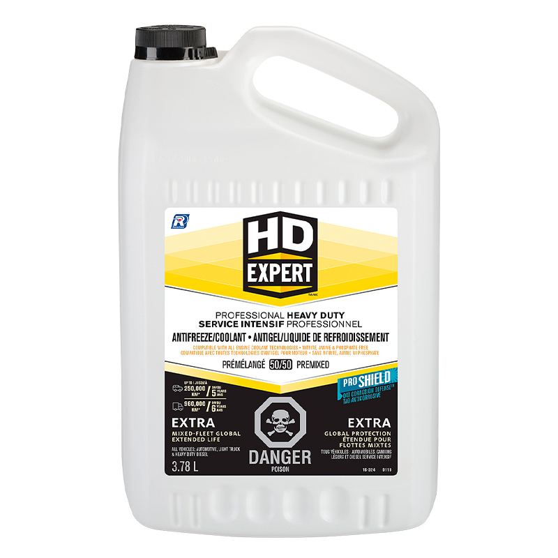 HD Expert™ - Antigel/liquide de refroidissement robuste prédilué 50/50 Global pour véhicules mixtes, extra, 3,78 L